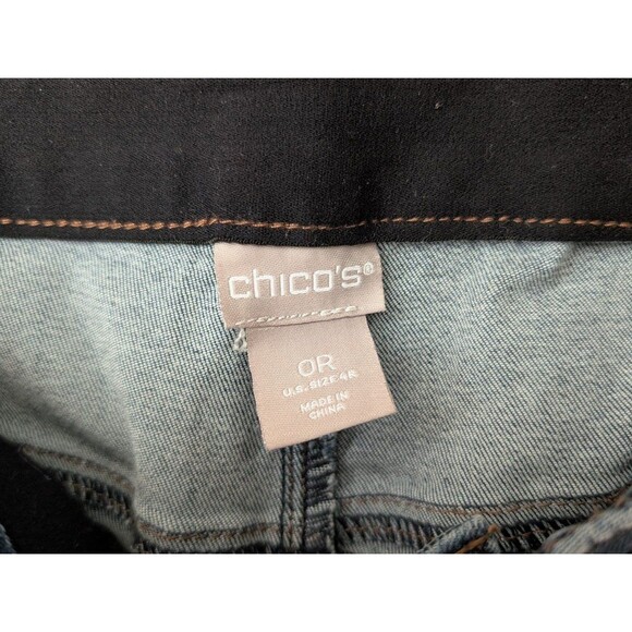 Chico's Dark Blue Denim Gray Beaded Y2K Midrise Ankle Jeans Women's Size 4R - Picture 12 of 12